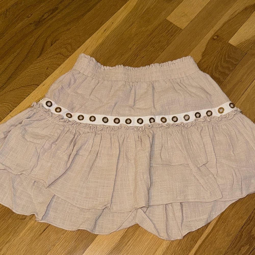 Women's Cream Skirt with Eyelet Detail